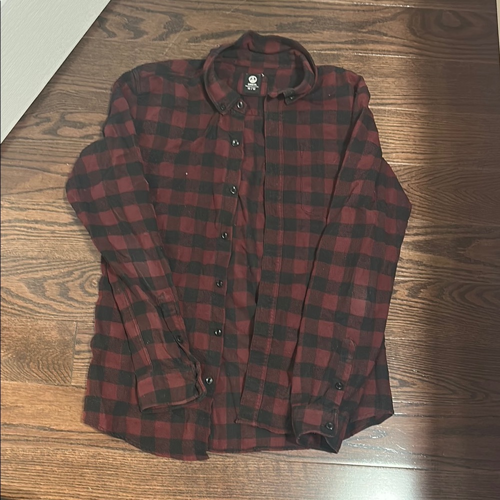 Old Navy Red and Black Casual Button Down Shirt